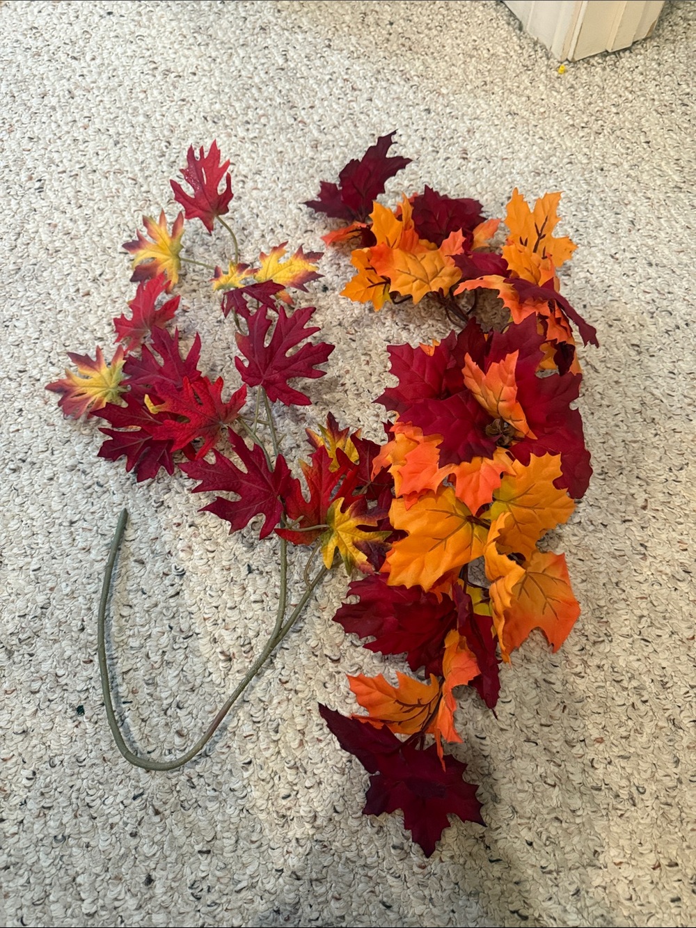 Artificial Autumn Maple Leaf Garland in Red and Orange